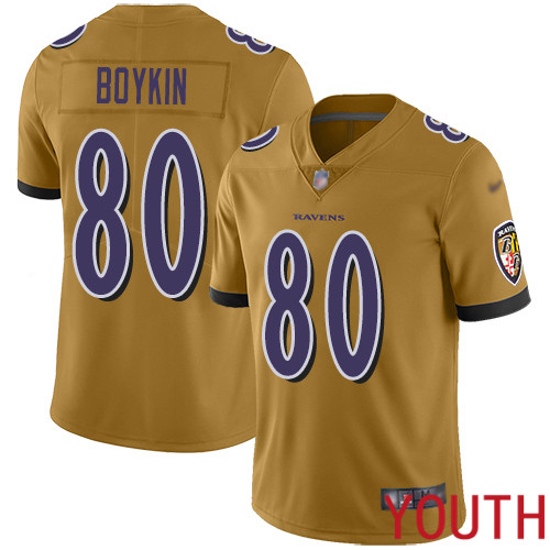 Baltimore Ravens Limited Gold Youth Miles Boykin Jersey NFL Football #80 Inverted Legend->women nfl jersey->Women Jersey